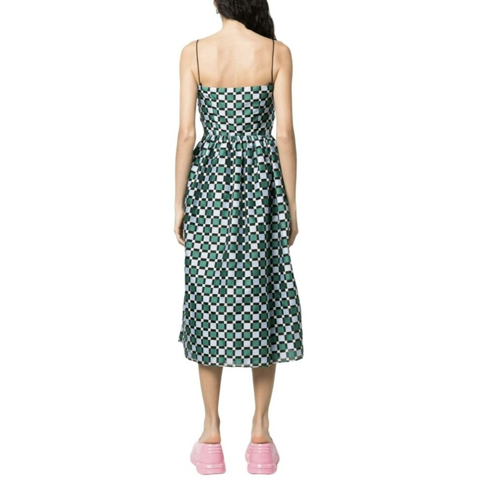 Stine Goya $585 Arya Check Pattern Midi Dress Pockets Size Large NWT - Picture 3 of 10